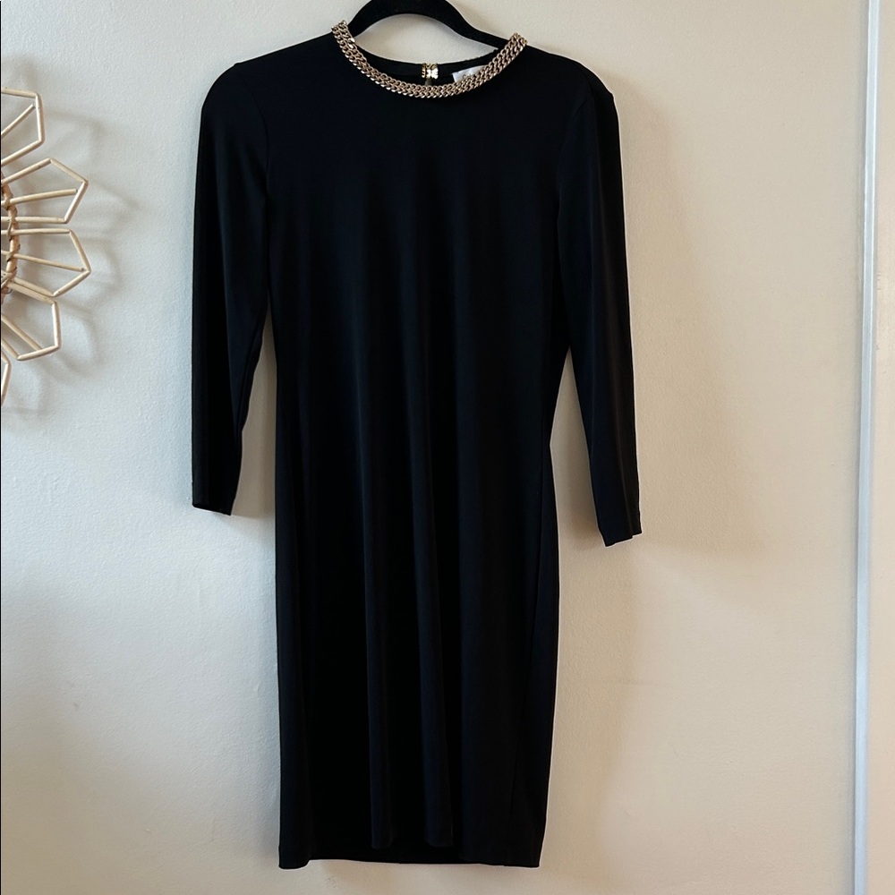 Calvin Klein Black Sheath Long Sleeve Dress